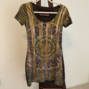 Custo Barcelona Brown/Gold T Shirt Dress Sz M